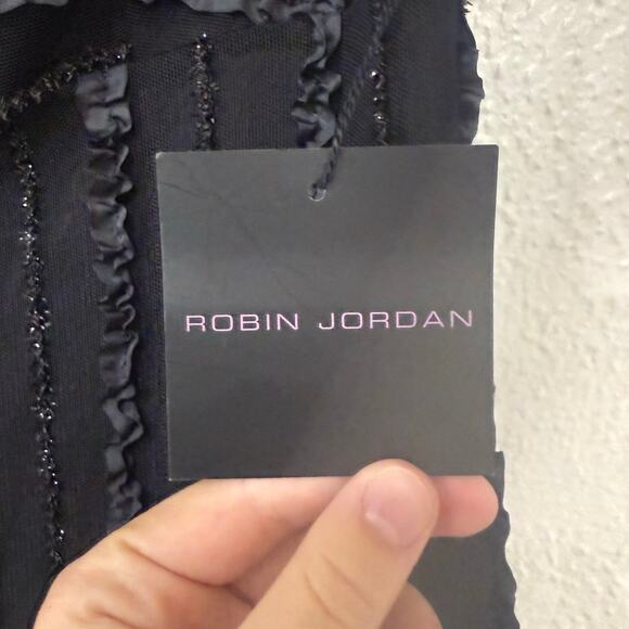 NWT Robin Jordan Black Sequin Metallic Mini Dress Club Formal Sleeveless Size 2 - Picture 4 of 7